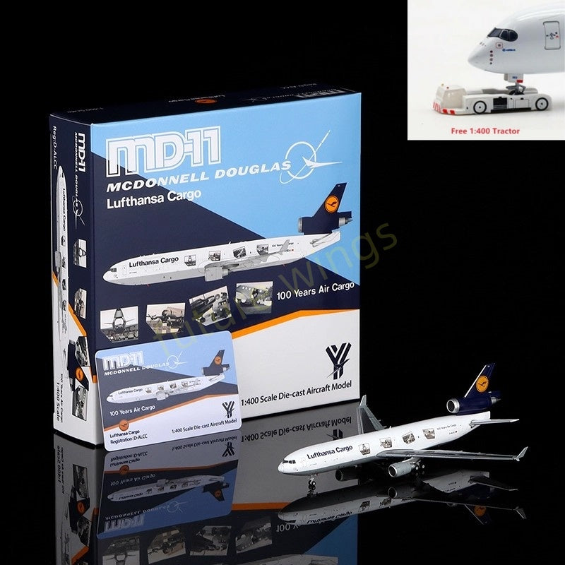 1:400 YY Wings Lufthansa Cargo MD-11 D-ALCC "100years Air Cargo" Aircraft Model+Free Tractor