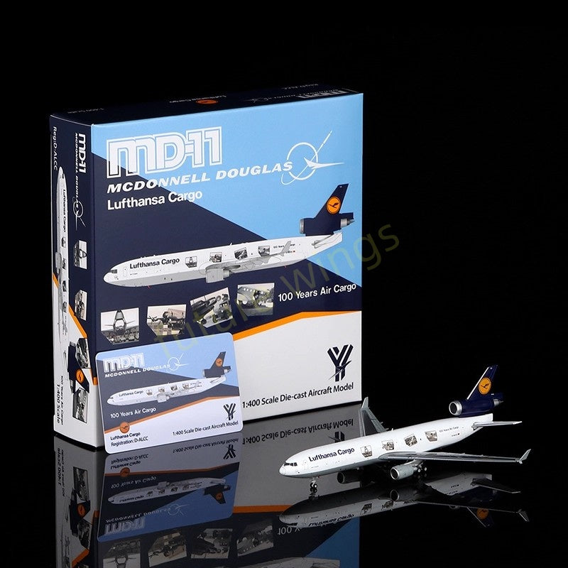 1:400 YY Wings Lufthansa Cargo MD-11 D-ALCC "100years Air Cargo" Aircraft Model+Free Tractor