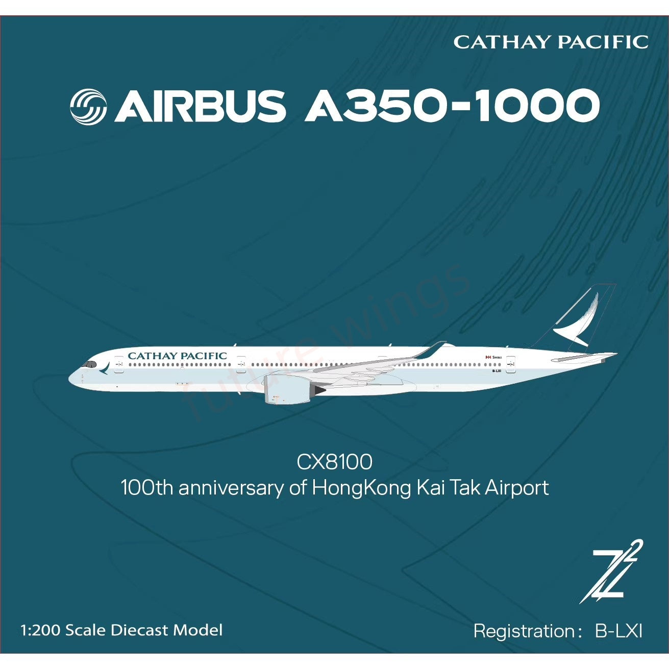 1:200 Z² Model(JC Wings) Cathay Pacific A350-1000 B-LXI CX8100 Diecast Aircraft Model