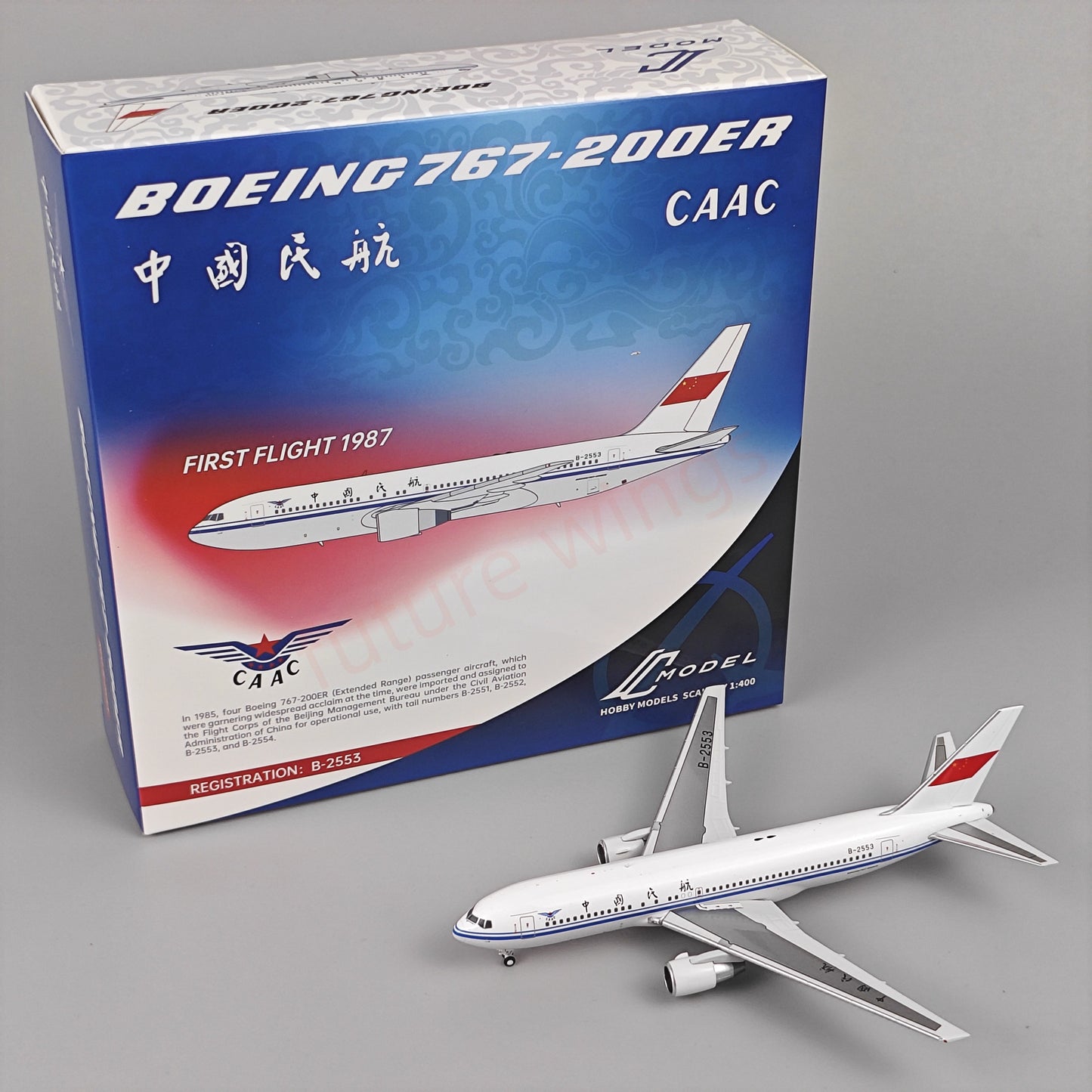 1:400 C Model CAAC B767-200ER B-2553 Aircraft Model+Free Tractor