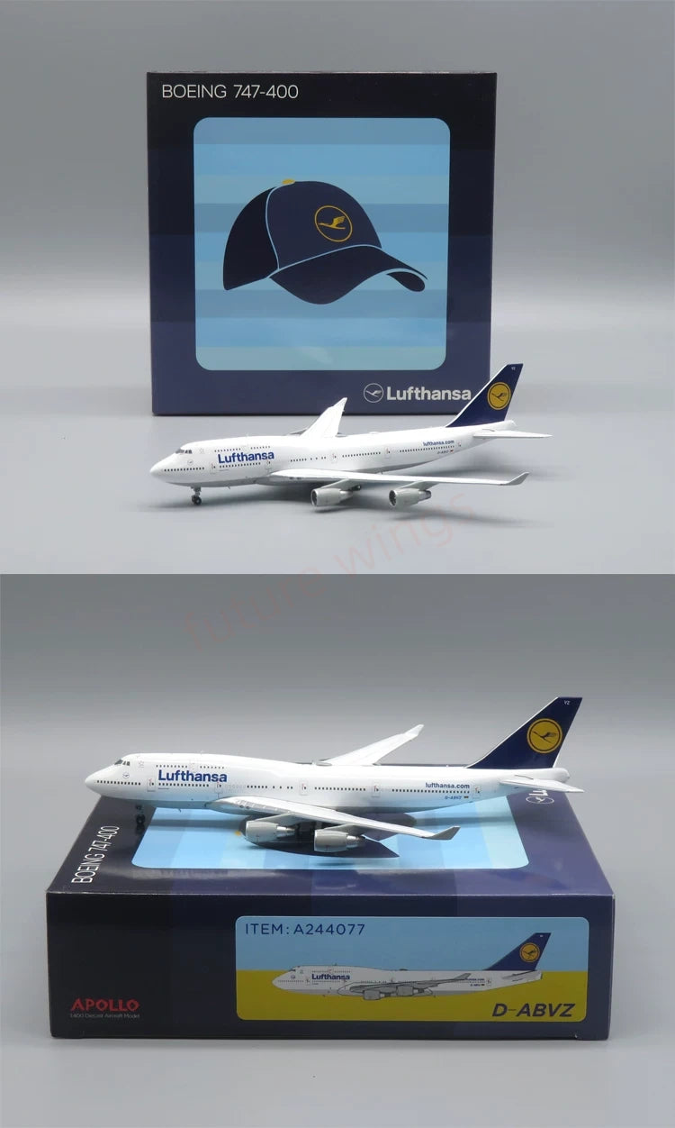 1:400 Apollo Lufthansa Airlines B747-400 D-ABVZ Aircraft Model+Free Tractor