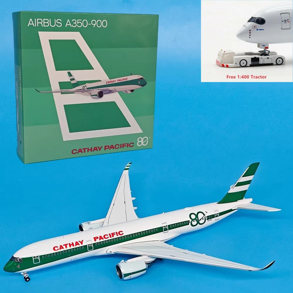 1:400 APOLLO Cathay Pacific A350-900 B-LRJ "80years" Aircraft Model+Free Tractor