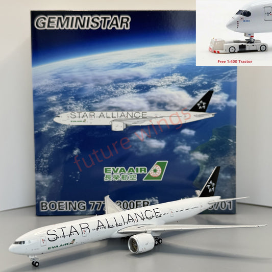1:400 Geministar EVA Air B777-300ER B-16715 B-16701 "STAR ALLIANCE" Aircraft Model+Free Tractor
