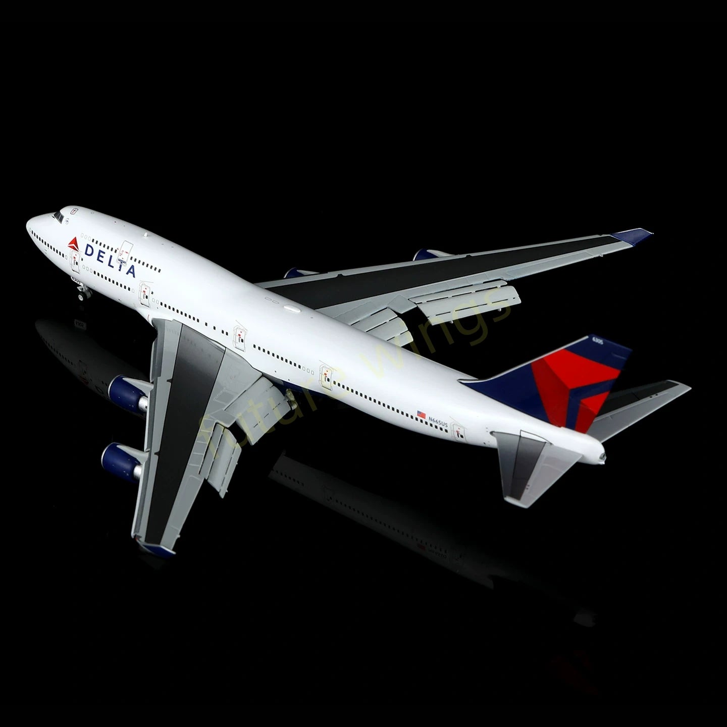 1:400 HX Models Delta Airlines B747-400 N665US Aircraft Model Free Tractor