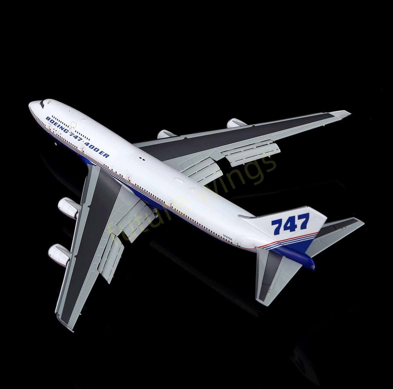 1:400 HX Models Boeing House Color B747-400ER N747ER Aircraft Model Free Tractor+Stand
