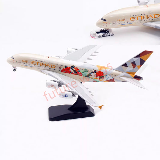 1:400 Aviation400 Etihad Airways A380 A6-APD Aircraft Model Free Tractor+Stand