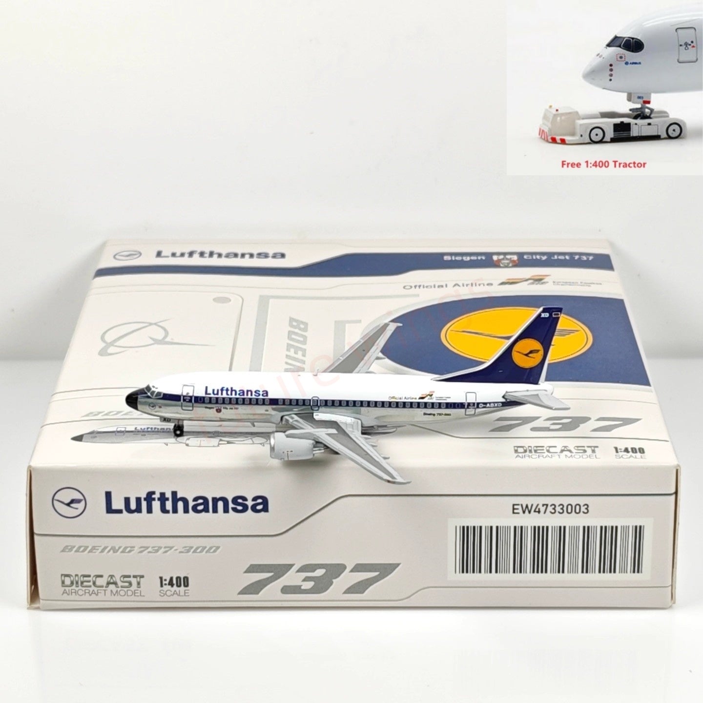 1:400 JC Wings EW4733003 Lufthansa Airlines B737-300 D-ABXD Aircraft Model+Free Tractor