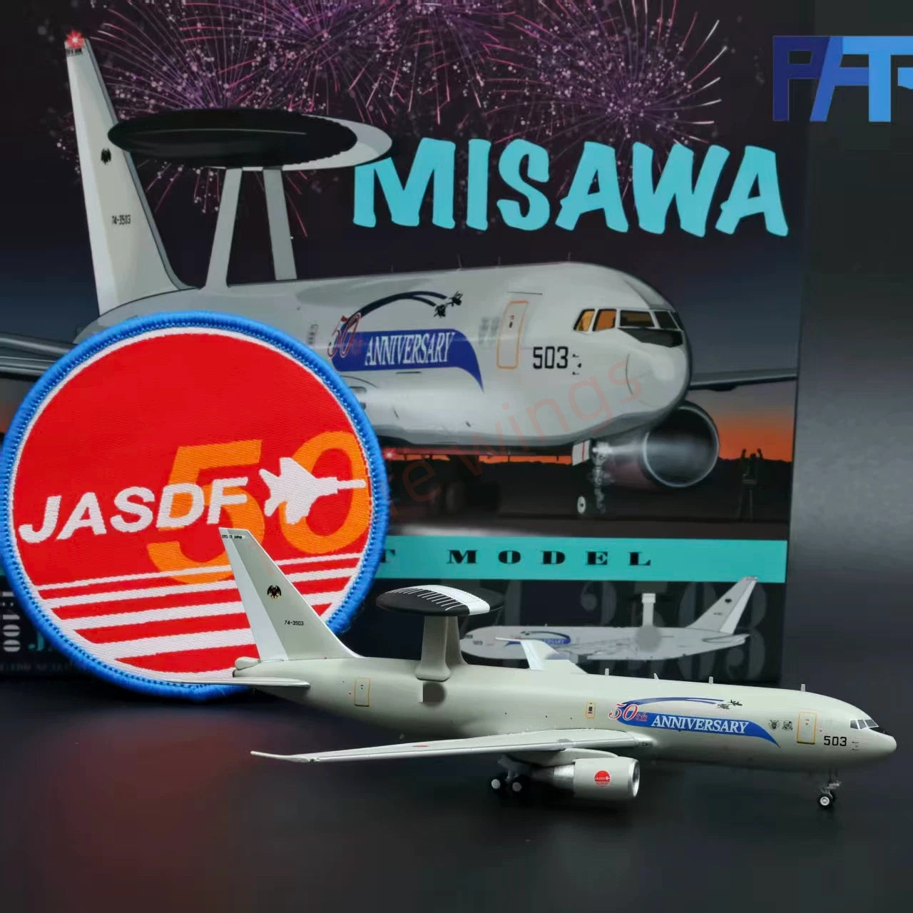 1:400 Patriot ‌JASDF E-767 74-3503 "50th Anniversary" Aircraft Model+Free Tractor