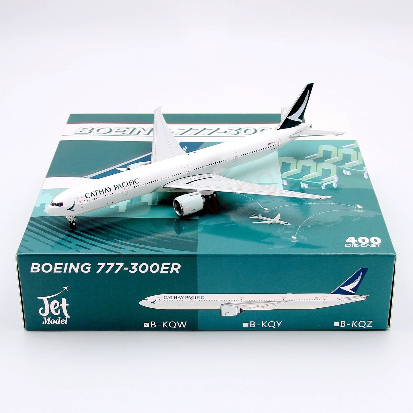 1:400 Jet Model Cathay Pacific B777-300ER B-KQW B-KQY B-KQZ Aircraft Model+Free Tractor