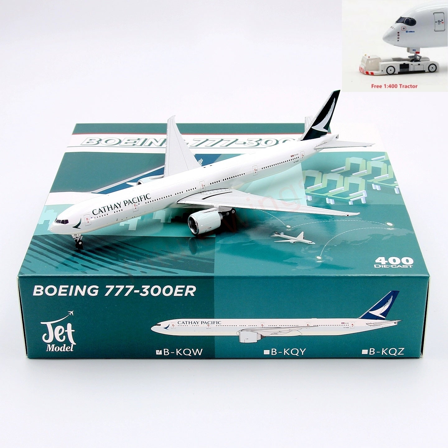 1:400 Jet Model Cathay Pacific B777-300ER B-KQW B-KQY B-KQZ Aircraft Model+Free Tractor