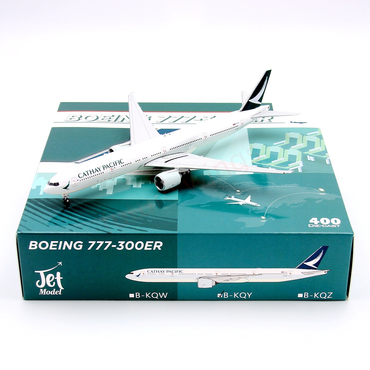 1:400 Jet Model Cathay Pacific B777-300ER B-KQW B-KQY B-KQZ Aircraft Model+Free Tractor