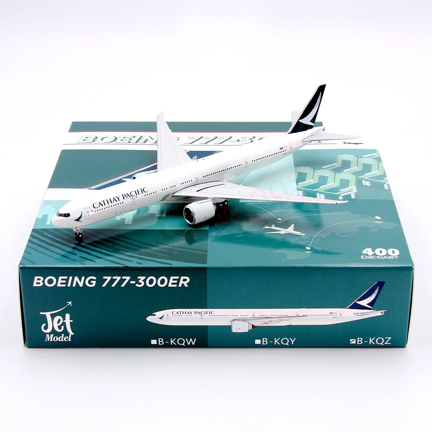 1:400 Jet Model Cathay Pacific B777-300ER B-KQW B-KQY B-KQZ Aircraft Model+Free Tractor