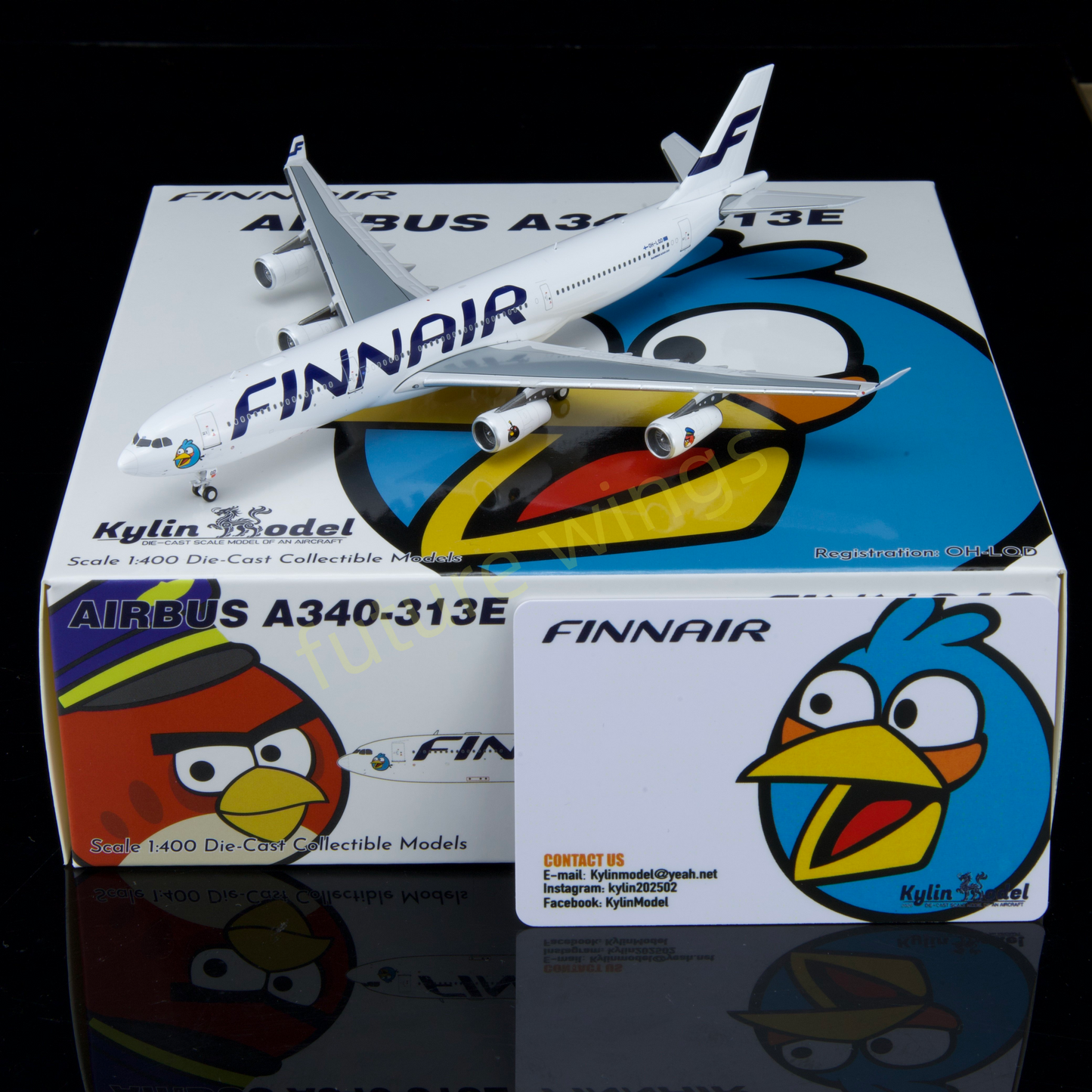 1:400 Kylin Models Finnair A340-300 OH-LQD Aircraft Model+Free Tractor