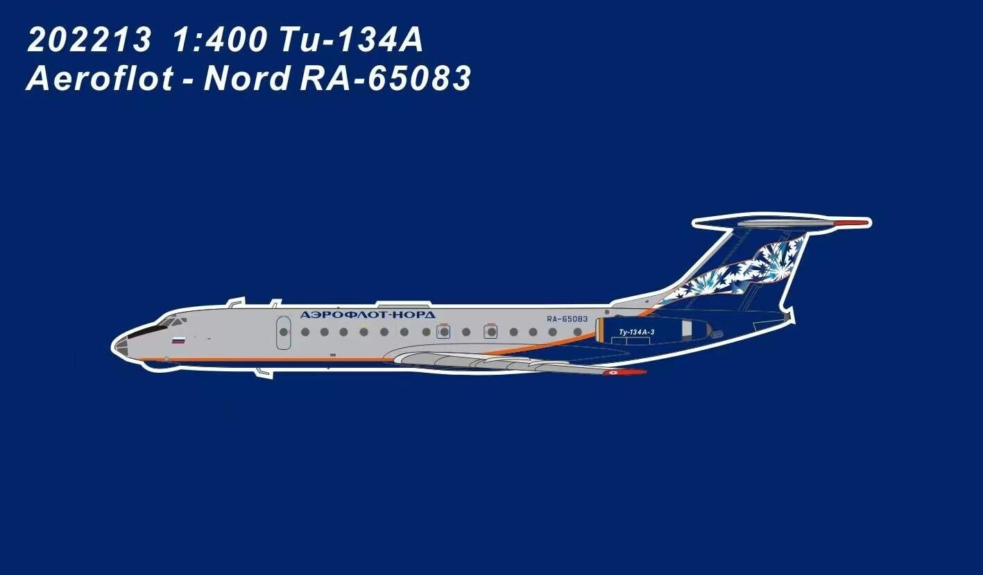 1:400 PandaModel Aeroflot-Nord TU-134 RA-65083+Free Tractor